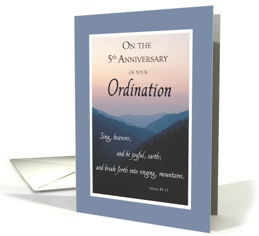 5th Anniversary of Ordination Congratulations with Mountains card