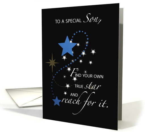 Son Graduation Star Congratulations Blue and Black card (1123336)