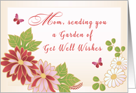Flowers and Butterfly Mom Get Well Wishes Feel Better card