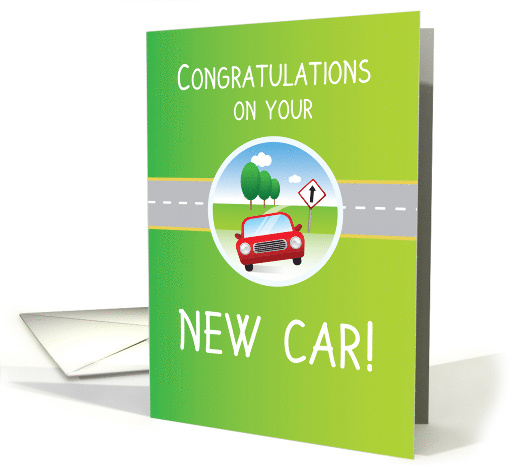 New Car Congratulations Car on Road card (1144838)