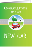 New Car Congratulations Car on Road card