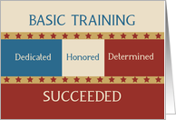 Basic Training Graduation Congratulations Red Blue Taupe Stars card