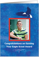 Photo Card Congratulations Eagle Scout Eagle on Blue card