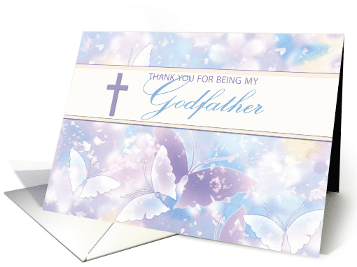 Godfather Thank You Pastel Butterflies and Cross card (1174620)