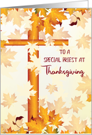 Priest Thanksgiving Leaves and Cross card