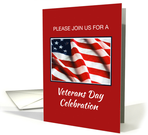 Veterans Day Event Invitation Flag on Red White Blue card (1270348)