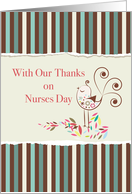 From Group Happy Nurses Day Cute Bird on Striped Paper card