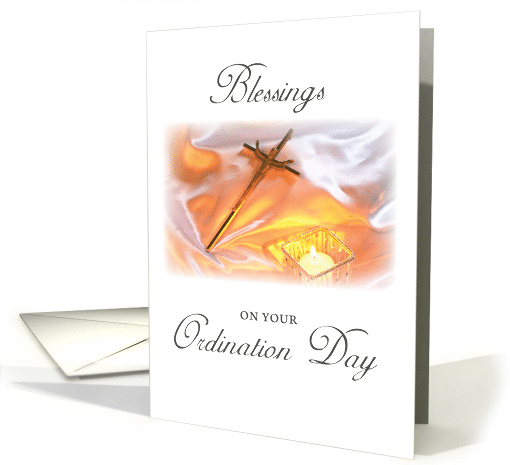 Blessings on Ordination Day Cross and Candle card (1285632)