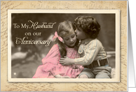 Husband Anniversary Vintage Sweet Kiss card