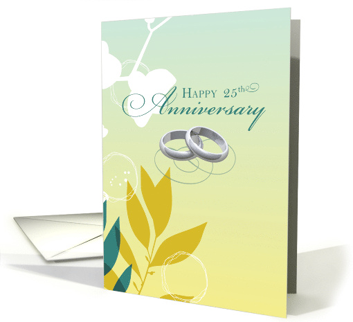 25th Wedding Anniversary Religious Rings on Green card (1294066)