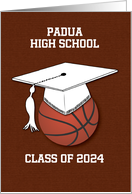 Custom High School and Year 2024 Graduation Brown with Basketball card