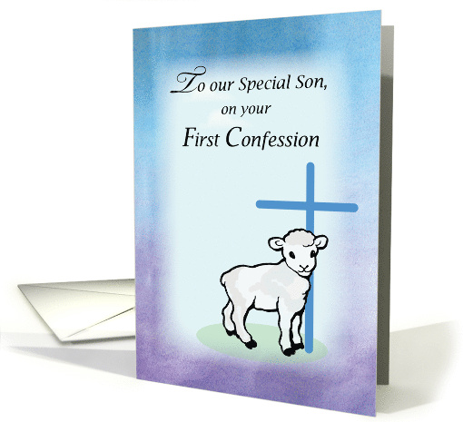 Son First Confession with Lamb Cross on Blue and Purple card (1307644)