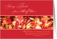 From All of Us Thanksgiving Leaves Religious card