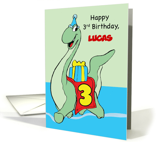 3rd Birthday Custom Name Dinosaur Lucas card (1318520)