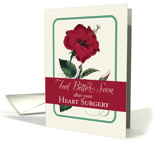 Heart Surgery Feel Better Red Hibiscus Flower Religious card (1324530)