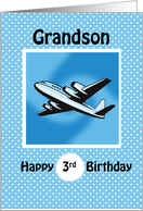 3rd Birthday Grandson Airplane on Blue card