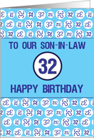 Son in Law 32nd Birthday Blue Numbers card
