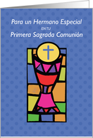 Spanish Brother First Communion Bright Colors on Blue card