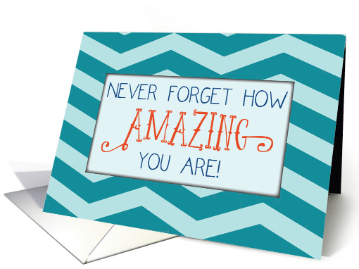 Amazing at College Teal Chevron Stripes Thinking of You card (1352966)