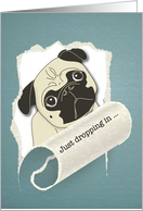 Thinking of You at College Pug Dog card