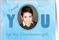 Communion Gift Thank You Photo Customizable Blue card