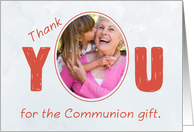 Communion Gift Thank You Photo Customizable Red and Silver card