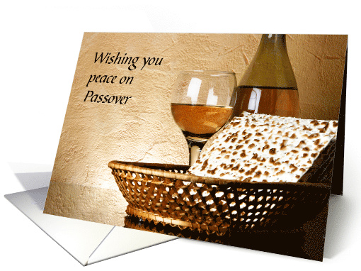 Passover Peace Wine and Matzah Cracker Jewish card (1356854)