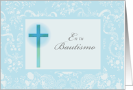 Blue Lace Baptism for Boy Spanish card