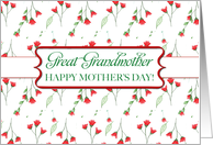 Great Grandmother Mothers Day Watercolor Red Flowers card