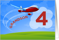 4th Birthday Grandson Red Airplane card