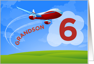 6th Birthday Grandson Red Airplane card