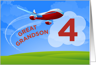 4th Birthday Great Grandson Red Airplane card