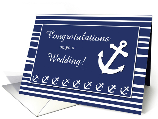 Nautical Wedding Congratulations Stripes and Anchors card (1363894)