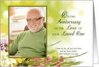 Anniversary of Loved Ones Death Custom Photo Religious Flowers card