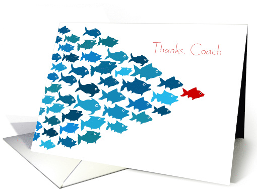 Thanks Swim Coach Appreciate Leadership Blue and Red Fish card