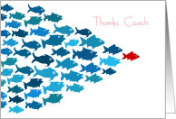 Thanks Swim Coach Appreciate Leadership Blue and Red Fish card