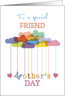 Friend Cute Mothers Day Rainbow Clouds and Hearts card