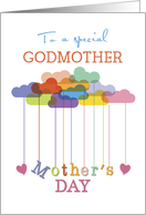Godmother Cute Mothers Day Rainbow Clouds and Hearts card