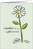 Thanks Mom Religious Green Daisy Flower Appreciation Thank God card