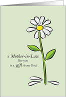 Mother in Law Day Religious Green Daisy Flower Appreciation Thank God card