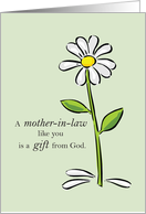 Thanks Mother in law Religious Green Daisy Flower Appreciation Thank card