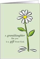 Thank You Granddaughter Religious Green Daisy Flower Appreciation card