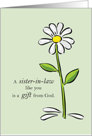 Sister in Law Birthday Religious Green Daisy Flower Appreciation card