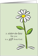 Thank You Sister in Law Religious Green Daisy Flower Appreciation card