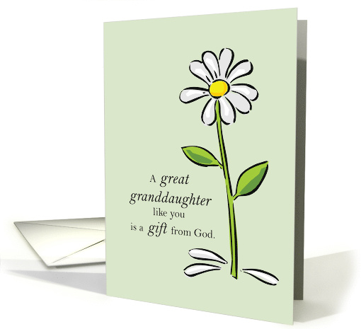 Thank You Great Granddaughter Religious Green Daisy Flower card