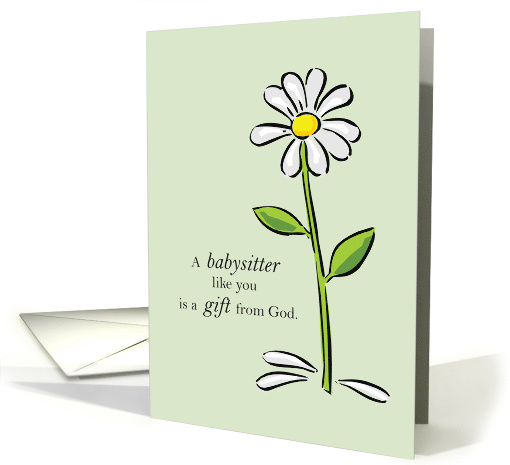 Babysitter Birthday Religious Green Daisy Flower... (1367278)