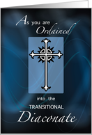 Ordination to Transitional Diaconate Cross on Blue Congratulations card