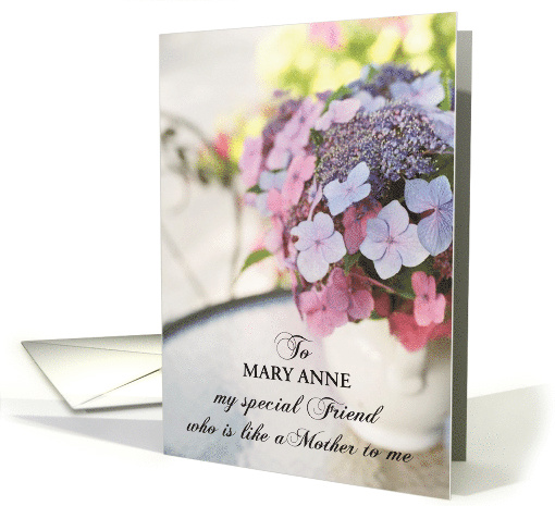 Friend Like a Mother on Mother's Day Custom Name Flowers on Table card