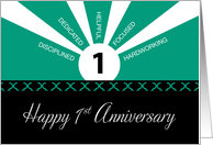 Business 1st Year Employee Anniversary Green Black card