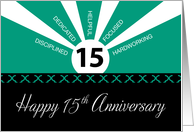 15th Year Employee Business Anniversary Green Black card